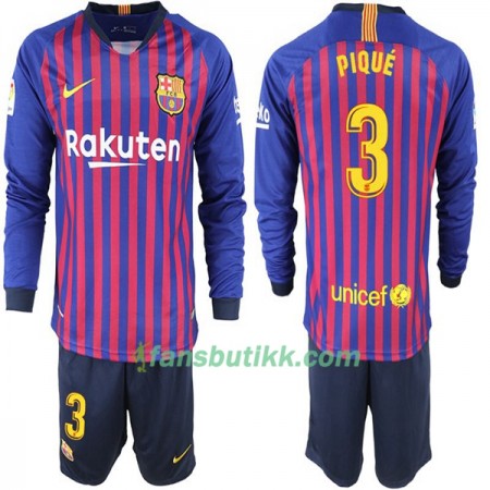 Fotballdrakt FC Barcelona Pique 3 Barn Hjemmetrøye 2018-2019 Langermet